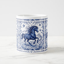 Cavalo Frísio em Prado no Estilo Delftware de Delf