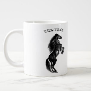 Caneca De Café Grande Cavalo Preto - Desenho - Adicione Seu Texto