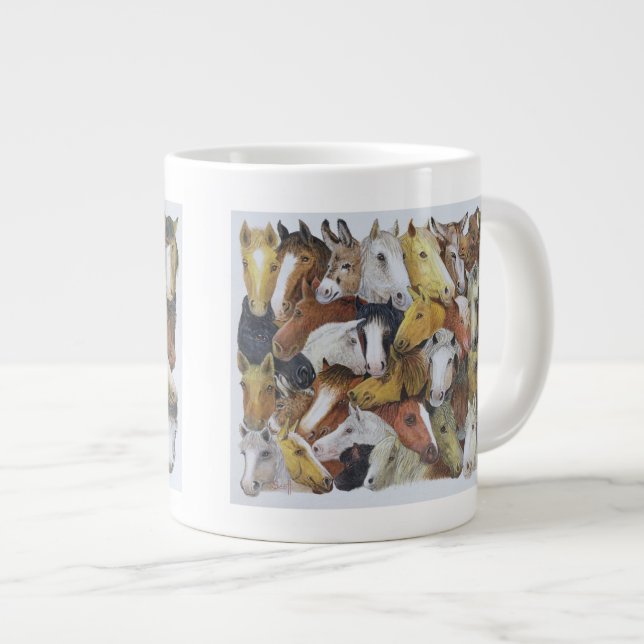 Caneca De Café Grande Cavalos (Frente Esquerda)