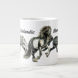 Caneca De Café Grande Cavalos Islandeses Dançando