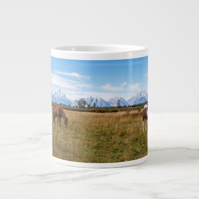 Caneca De Café Grande Cavalos no Parque Nacional de Grand Teton (Frente)
