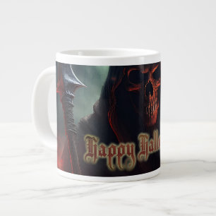 Caneca De Café Grande Caveira da Morte no Halloween Arte Assustadora