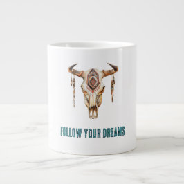 Caneca De Café Grande Caveira Tribal Nativa