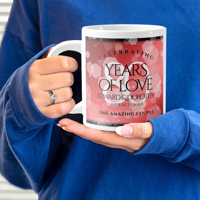 Caneca De Café Grande Celebração do Aniversário de Casamento da 80 Ruby  (80th Wedding Anniversary Jumbo Coffee Mug Cover Photo.)