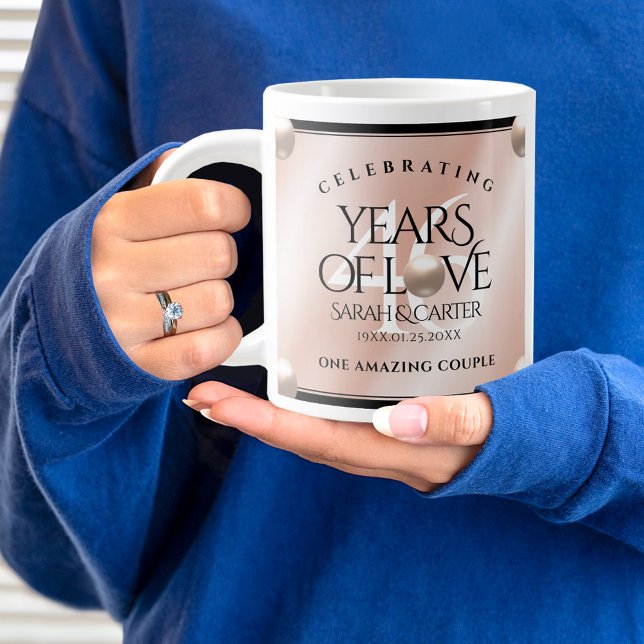 Caneca De Café Grande Celebração do Aniversário de Casamento Pearl 46 (46th Wedding Anniversary Jumbo Coffee Mug Cover Photo.)