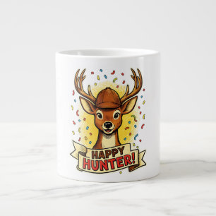 Caneca De Café Grande Celebração feliz de caça veado diversão festivo ca