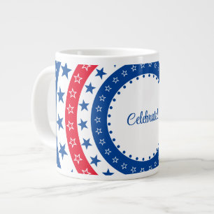Caneca De Café Grande Celebrar estrelas vermelhas, brancas e azuis