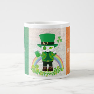Caneca De Café Grande Celebrar Ruas. Dia de Patrick com um Gato Sortudo