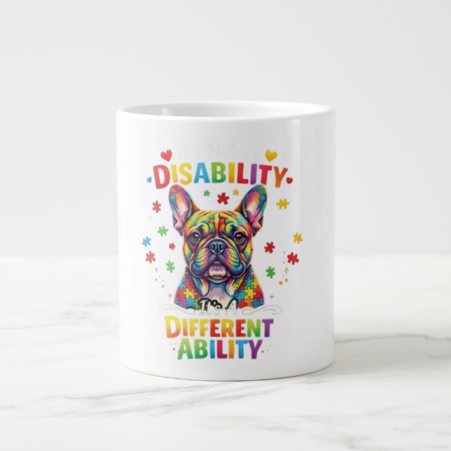 Caneca De Café Grande Celebrating French Bulldog Neurodiversity: Autism  (Frente)