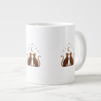 Caneca De Café Grande Celestial Cats Crescent Moon Coffee Mug