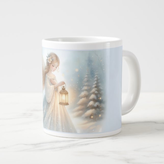 Caneca De Café Grande Celestial Winter Angel Lantern of Comfort (Frente Esquerda)