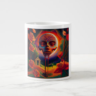 Caneca De Café Grande Cena de Fantasia com Rosas e Criatura Estranha