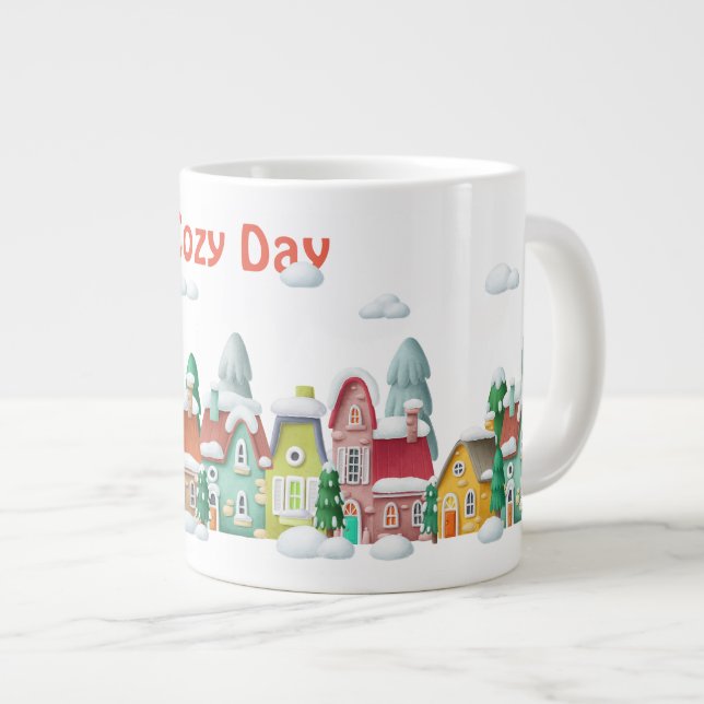 Caneca De Café Grande Cena de inverno (Frente Esquerda)