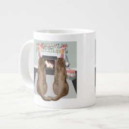Caneca De Café Grande Cena de Lareira de Natal do Chocolate Labrador Cãe