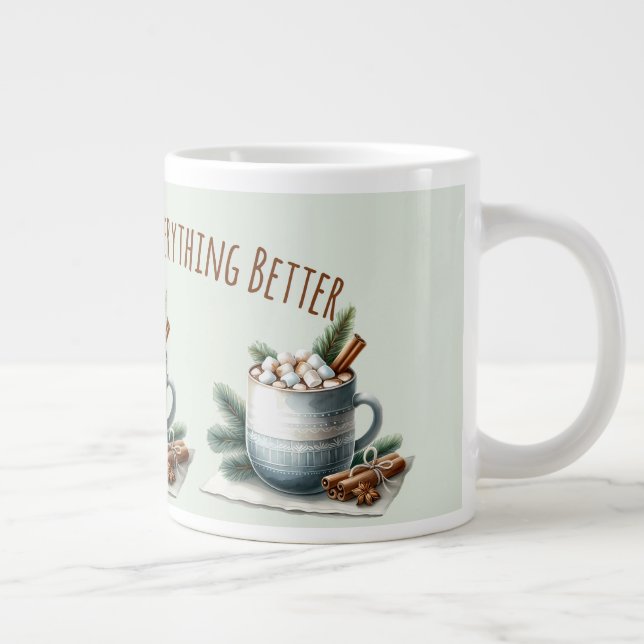Caneca De Café Grande Cena de Marshmallow de Cacau de Inverno Aconchegan (Direita)