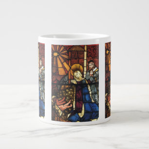 Caneca De Café Grande Cena de Natal Vintage em Vidro Colorido