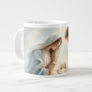 Caneca De Café Grande Cena de Natividade da Sagrada Família Radiante