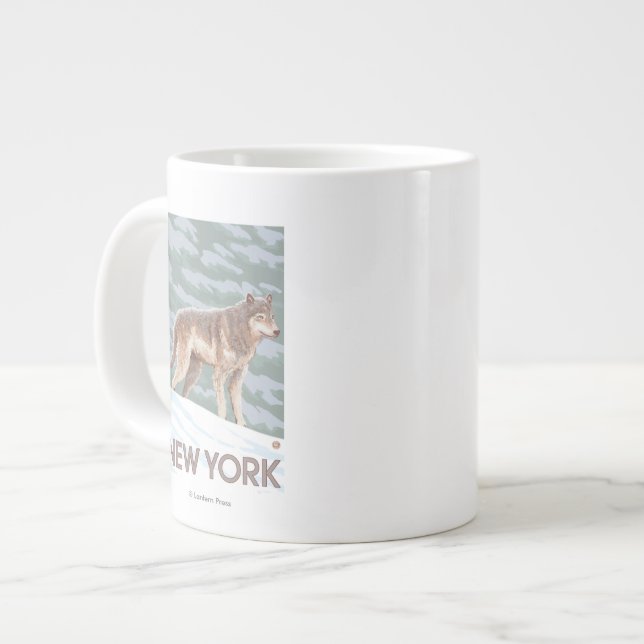 Caneca De Café Grande Cena de New York Wolf (Frente Esquerda)