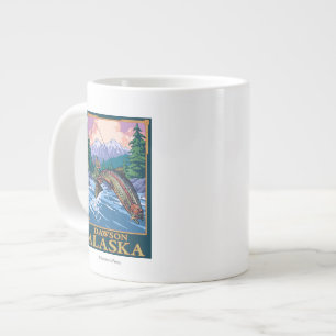 Caneca De Café Grande Cena de Pesca de Voo - Dawson, Alasca