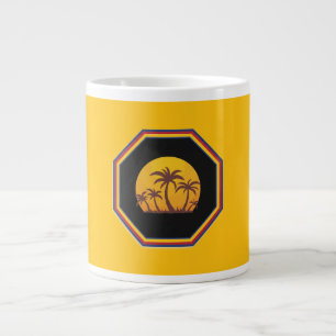 Caneca De Café Grande Cena do Pôr do Sol com Palmeiras em uma Moldura de