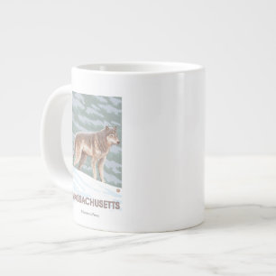 Caneca De Café Grande Cena Massachusetts Wolf
