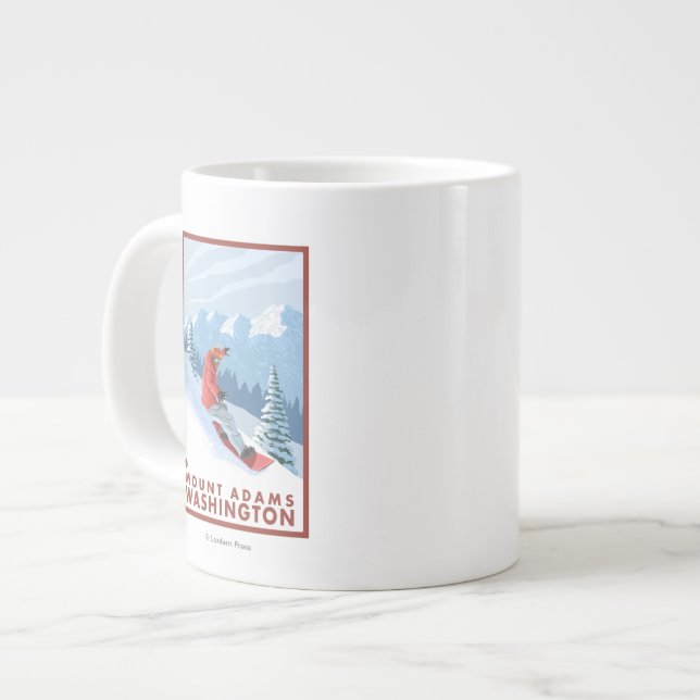 Caneca De Café Grande Cena Snowboarder - Mount Adams, Washington (Frente Esquerda)