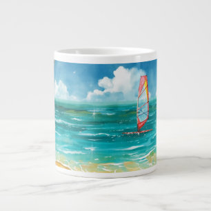 Caneca De Café Grande Cena Tranquila de Windsurf