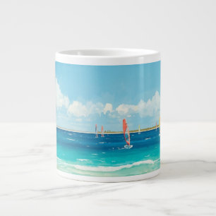 Caneca De Café Grande Cena Tranquila de Windsurf