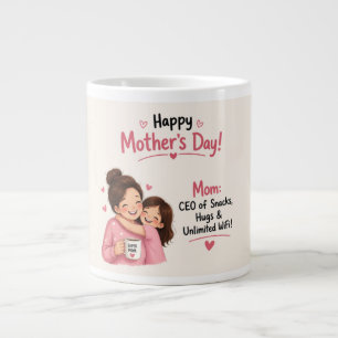Caneca De Café Grande CEO Divertido de Snacks & Abraços Ilustração