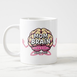 Caneca De Café Grande Cérebro de Mãe Carregando Design Divertido de Mate