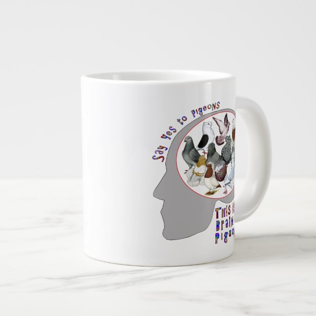 Caneca De Café Grande Cérebro Em Pombos (Frente Esquerda)