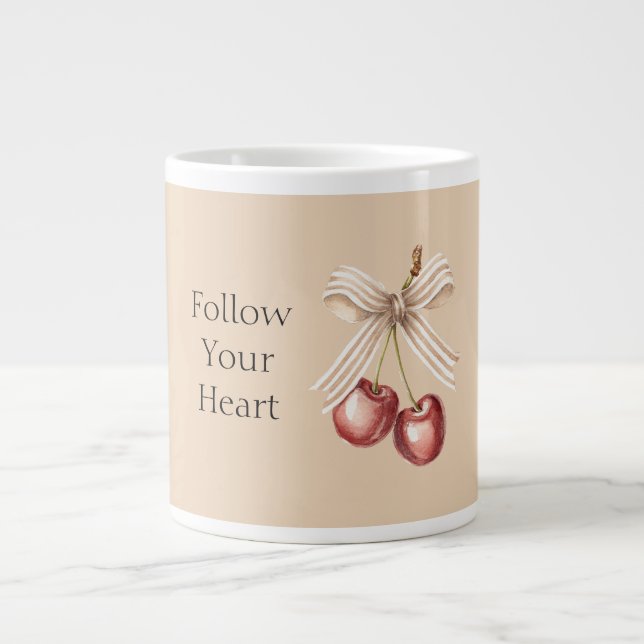 Caneca De Café Grande Cerejas Vermelhas Tacho de Creme   (Frente)