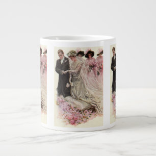 Caneca De Café Grande Cerimônia de Casamento Vitoriano Antigo Noiva e No
