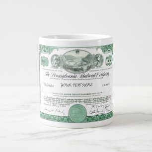 Caneca De Café Grande Certificado de Stock Ferroviário da Pensilvânia 