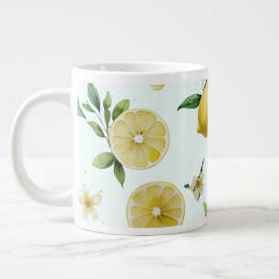 Caneca De Café Grande Chá de Bebê Floral de Limão Mediterrâneo Elegante