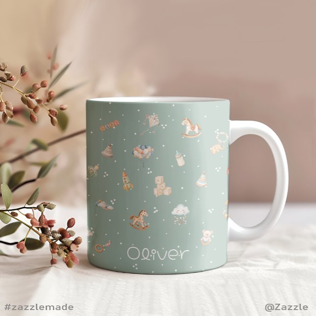 Caneca De Café Grande Chá de fraldas Boho Autumn Personalizado (Boho Autumn Baby Shower Personalized Giant Coffee Mug)