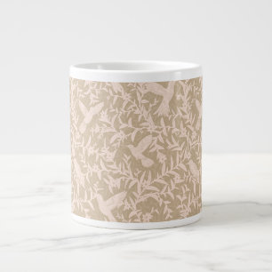 Caneca De Café Grande Chaki foliar de pássaros-humanos
