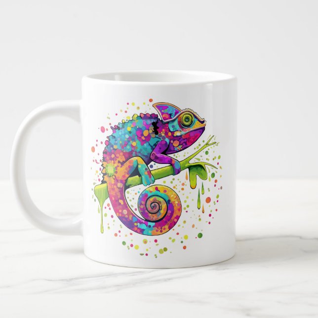 Caneca De Café Grande Chameleon Paint mantém estilo aquarela (Esquerda)