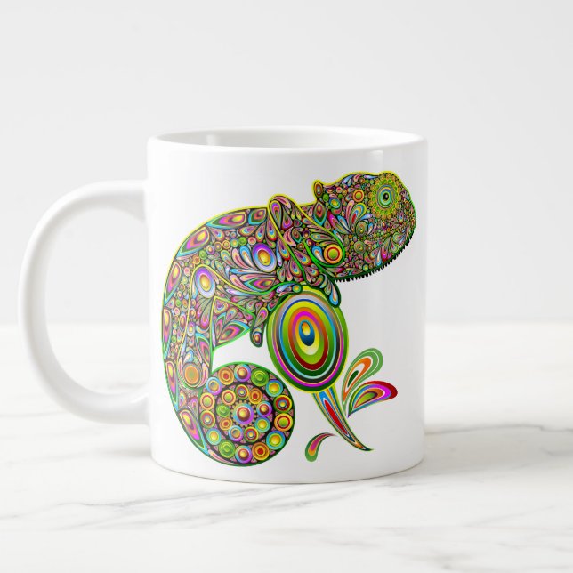 Caneca De Café Grande Chameleon Psychedelic Fantasy (Esquerda)