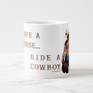 Caneca De Café Grande Chapéu de cowboy de palha save horse SlipperyJoe's