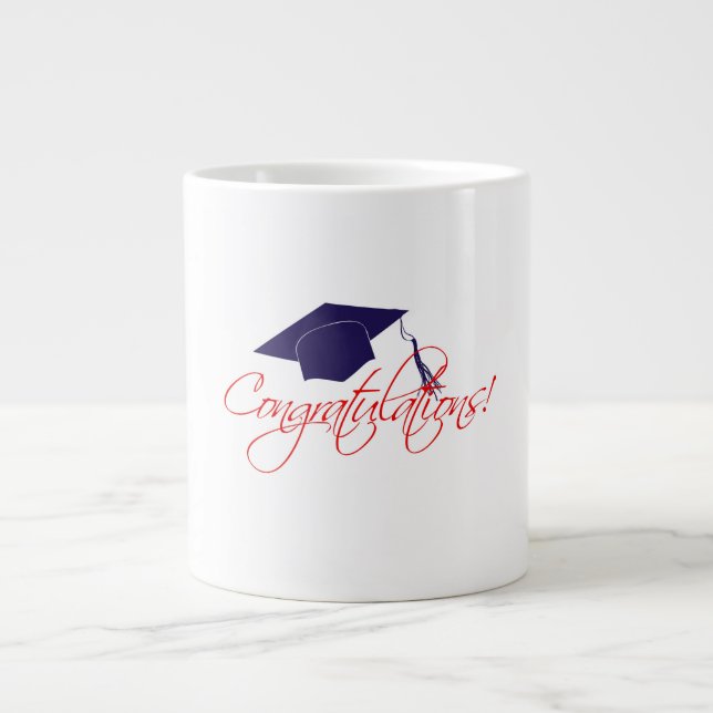 Caneca De Café Grande chapéu de graduação de parabéns (Frente)