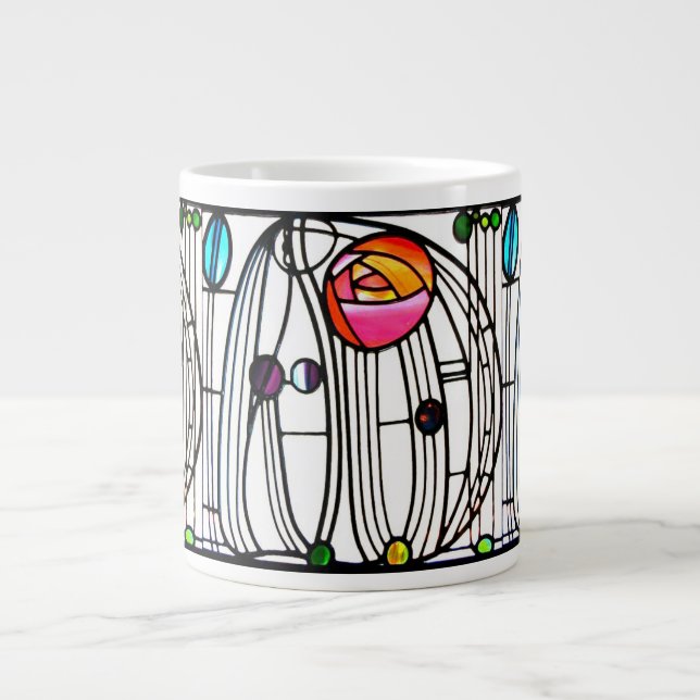 Caneca De Café Grande Charles Rennie Mackintosh flores Window (Frente)