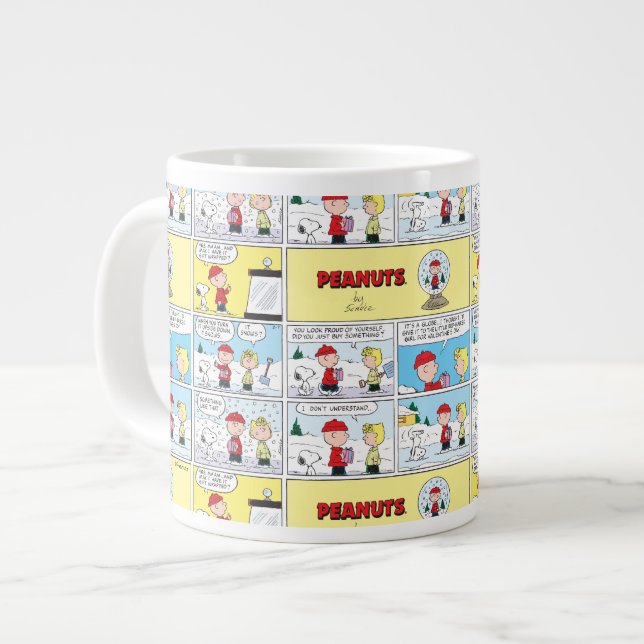 Caneca De Café Grande Charlie Brown | Globo de Neve (Frente Esquerda)