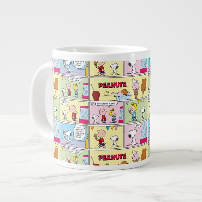 Caneca De Café Grande Charlie Brown, Snoopy e Sally | Sorvete (Frente Esquerda)