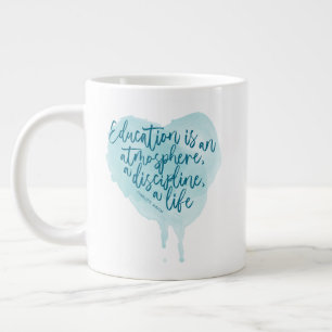 Caneca De Café Grande Charlotte Mason cita Blue Watercolor, escola domé