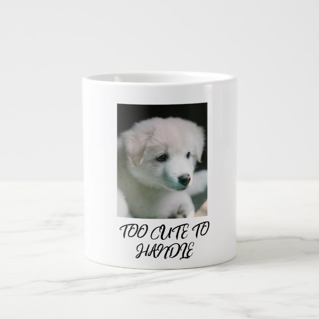 Caneca De Café Grande "Charme de Cachorrinho Branco Fofo" (Frente)