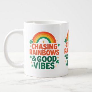 Caneca De Café Grande Chasing Rainbows & Good Vibes St. Paddy’s Day