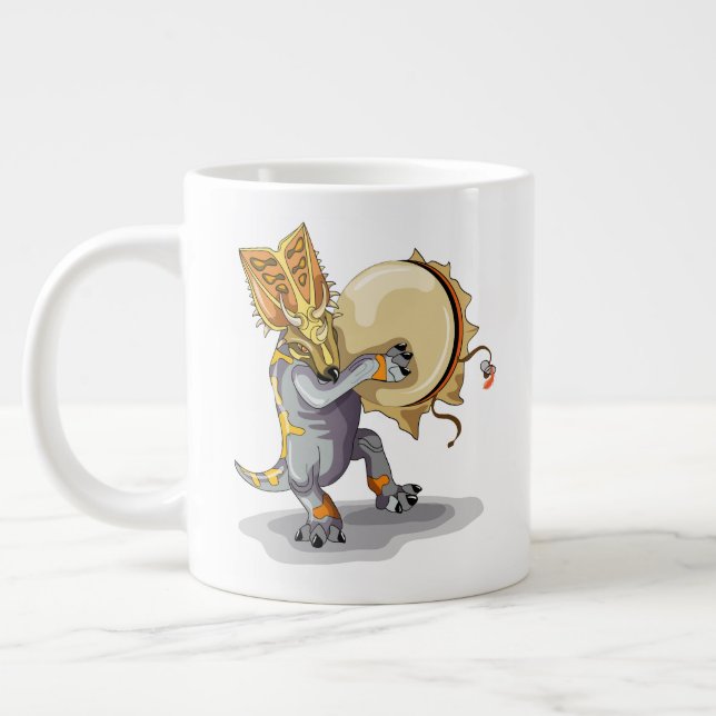Caneca De Café Grande Chasmosaurus Dançando Um Ritual Shaman (Esquerda)