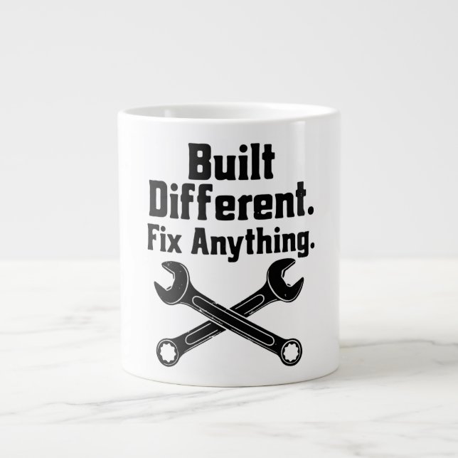 Caneca De Café Grande Chave de Mecânico Construída Diferente Conserta Qu (Frente)