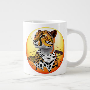 Caneca De Café Grande Cheetah African Feline Wild Animal